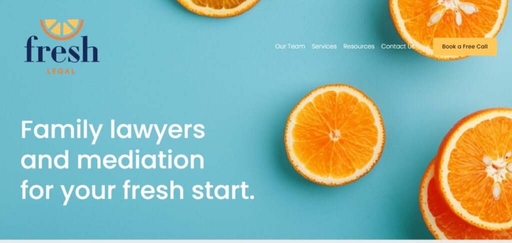 Homepage view of Fresh Legal's website, showcasing a modern interface and user-friendly design, exemplary of innovative websites for law firms.