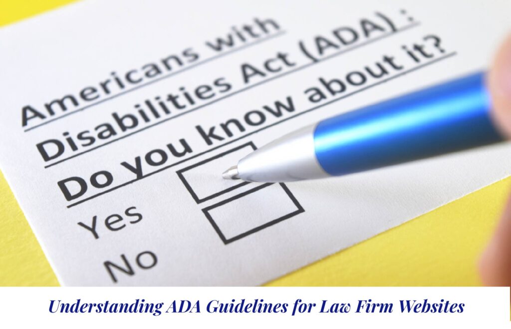 A close-up of an ADA compliance checklist with a blue pen, emphasizing the importance of ADA guidelines for law firm websites.