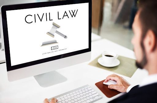 Attorney reviewing civil law content on firm's website