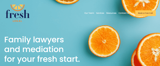 Orange slices on a blue background symbolizing a fresh start with Fresh Legal's family lawyers and mediation services.