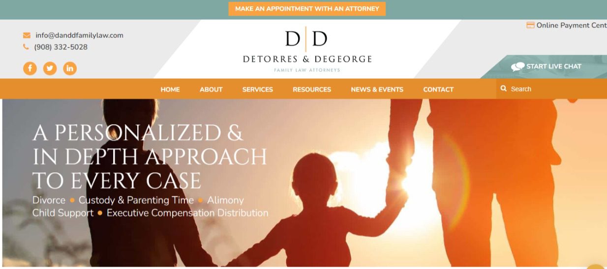 Silhouette of a parent and child symbolizing the family-focused legal services of DeTorres & DeGeorge, LLC.