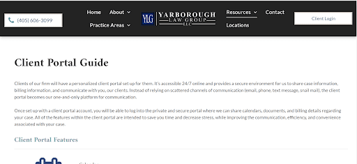 Secure and accessible Yarborough Law Group Client Portal Interface for efficient legal communication and case management.