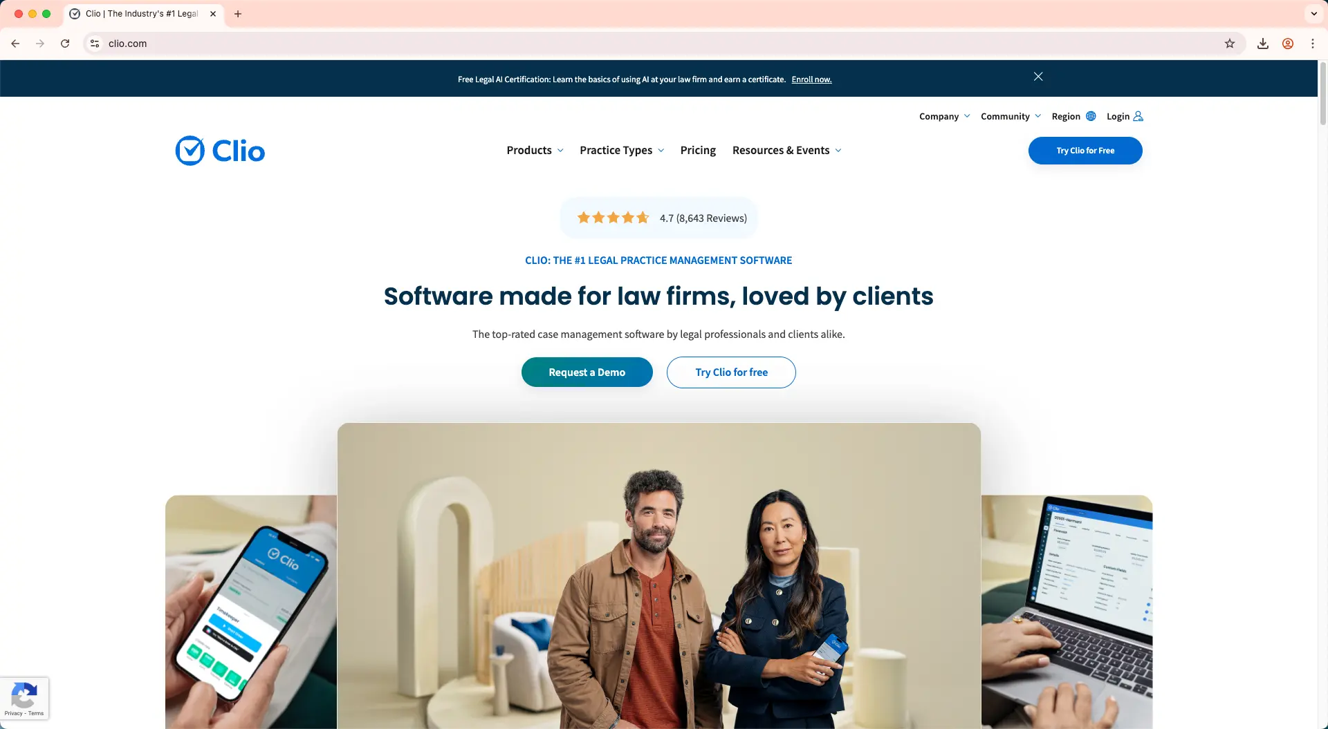 Clio is a top legal practice management software.