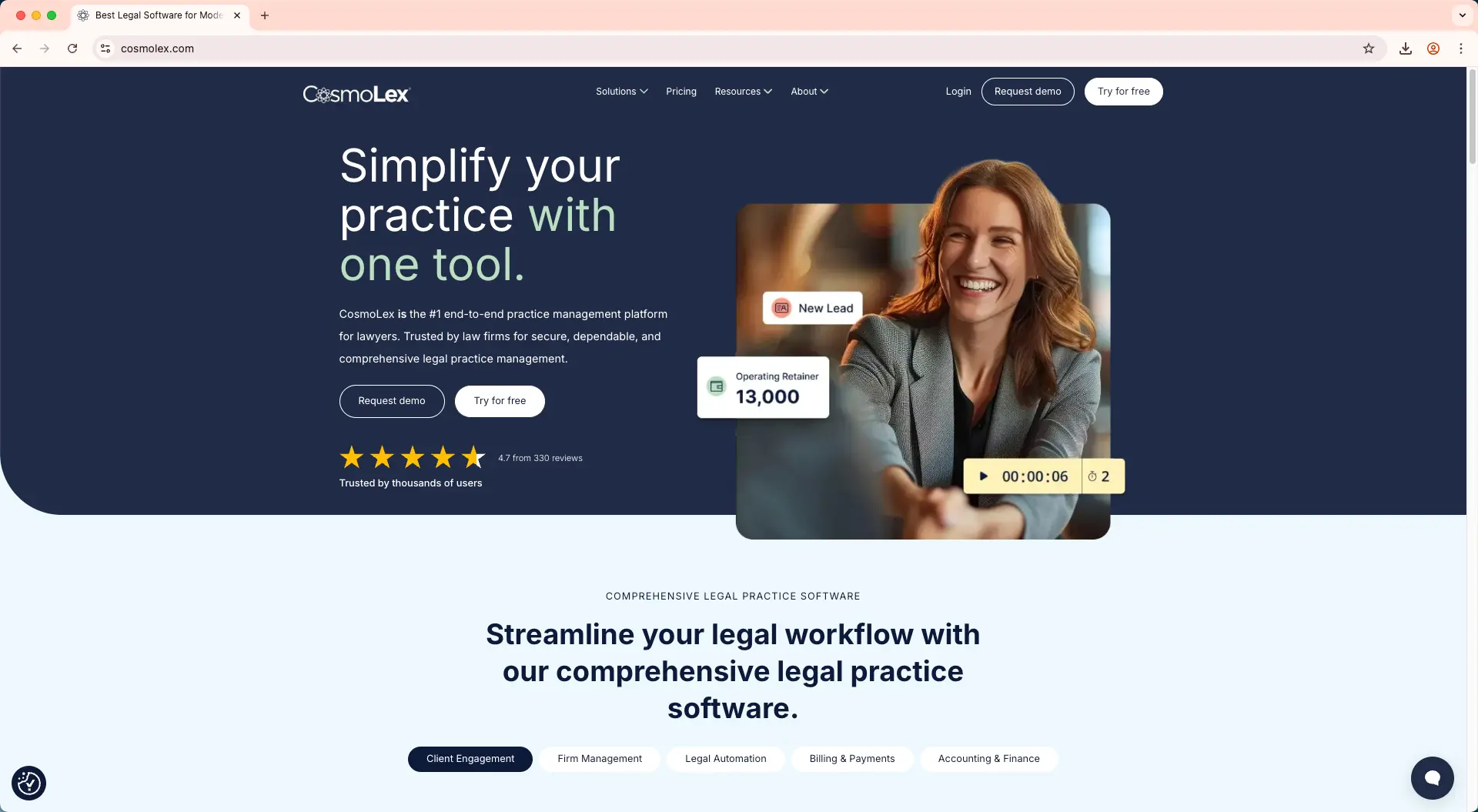 CosmoLex is one of the all-in-one legal practice management tools on the market.