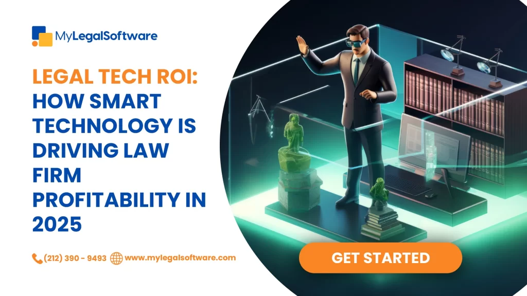 Lawyer using legal automation tools to improve legal tech ROI and law firm profitability in 2025